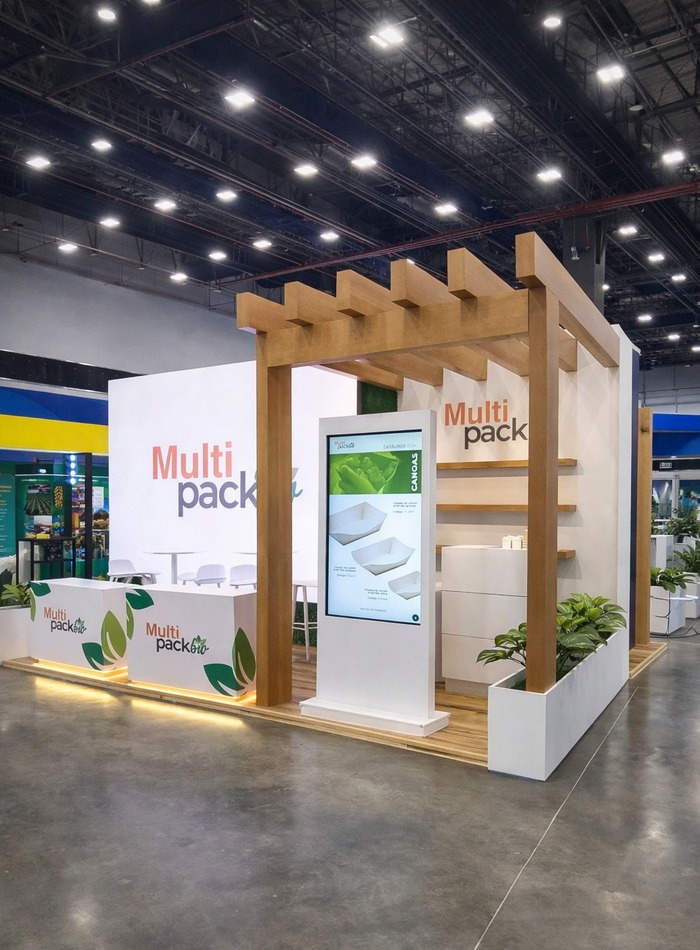 Stand ferial con pérgola de madera